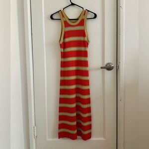 MOTHER Red and Mint The Chin Ups Dress